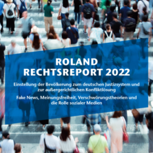 Deckblatt des Rolandrechtsreports mit Titel und Untertitel auf blauem Hintergrund
